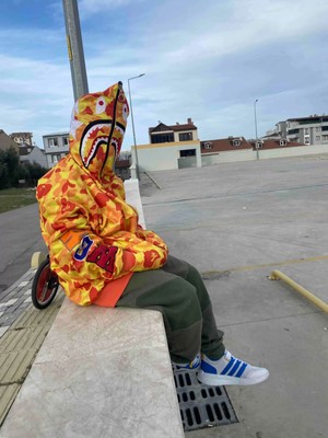 Tarz Yeri Unisex Pubg Bape x Shark Hoodie - Sarı