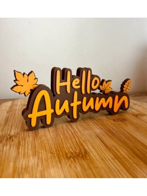 Cadde 3D Hello Autumn Sign - Merhaba Sonbahar Dekor Tabela - Dekoratif