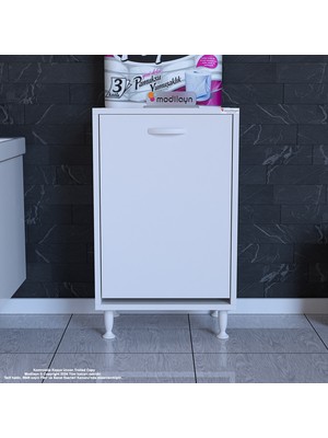 Modilayn SÖKE 45 x 75 x 32,5 cm 1 Göz Sepetli kirli çamaşır banyo dolabı piratik çok foksiyonlu düzenleyici dolap