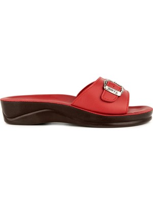 Muya Golden Anatomik Taban Dört Mevsim Kadın Terlik - Bordo - 37