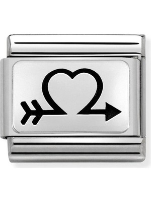 Nomination Composable Klasik Oxydize Plakalar 2 Çelik ve 925 Ayar Gümüş -37_ARROW Heart- Renkli