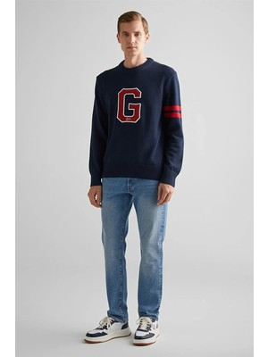 Gant Erkek Lacivert Relaxed Fit Kazak