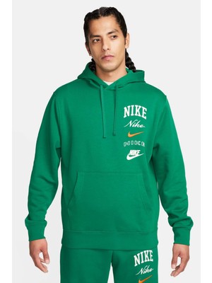 Nike Sportswear Club Fleece 'stacked Graphics' Pullover Hoodie Erkek Polarlı Kapüşonlu Sweatshirt FN2634
