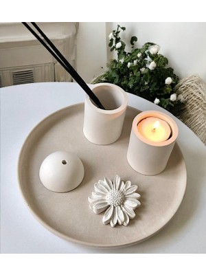 Dekoratif Tütsü Tepsisi/ Tealight Mumluk/ Beton /mumluk/çiçek Figür/iskandinav