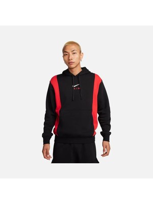 Nike Sportswear Swoosh Air Graphic Fleece Pullover Hoodie Erkek Siyah Polarlı Kapüşonlu Sweatshirt FV0167