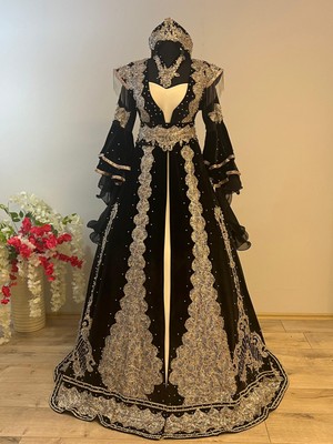 Butik Siyah Bindallı Kaftan