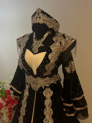 Butik Siyah Bindallı Kaftan