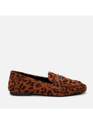 Hotiç 01AYH297630A379 HAKIKI Deri Leopar Kadın Loafer