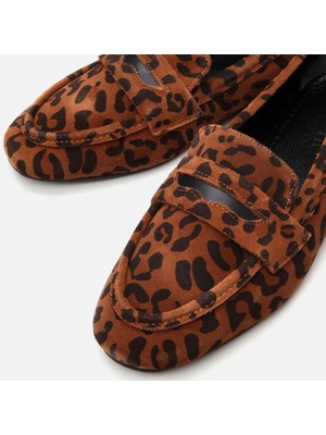 Hotiç 01AYH297630A379 HAKIKI Deri Leopar Kadın Loafer