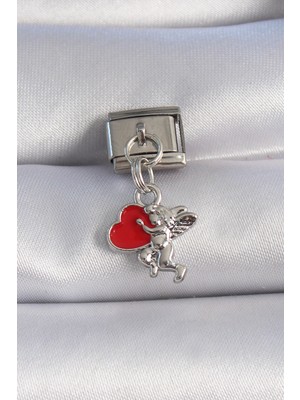 Callerrons Accessories Gümüş Renk Sallantı Kalp Melek Figür Nomination Charm - EBJ241109W29065