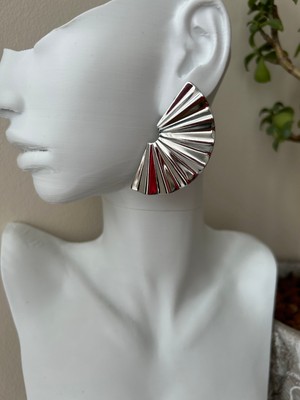 Lune Dor Accessories Silver Modern Çelik Yelpaze Model Pinterest Küpe