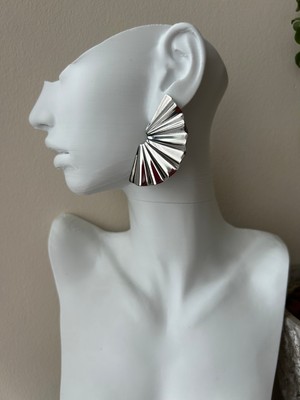 Lune Dor Accessories Silver Modern Çelik Yelpaze Model Pinterest Küpe