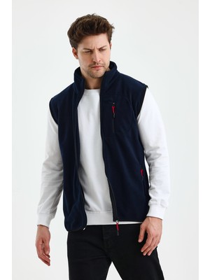 Monox Erkek Spor Polar Yelek Lacivert Tam Fermuarlı Modern Stil ile Rahatlık Sağlar