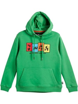 Bad Bear Fun Crewneck Kids Green Yeşil Kapüşonlu Baskılı Çocuk Sweatshirt