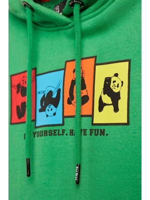 Bad Bear Fun Crewneck Kids Green Yeşil Kapüşonlu Baskılı Çocuk Sweatshirt