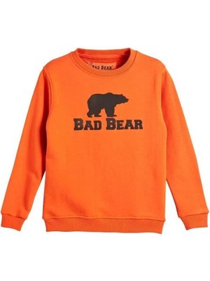 Bad Bear Logo Crewneck Kids Turuncu Baskılı Çocuk Sweatshirt