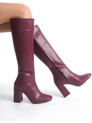 Vonje Carmen Bordo Kadın Topuklu Çizme