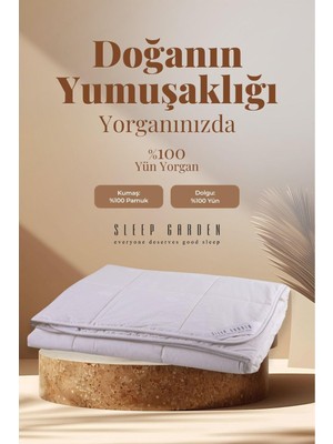 Sleep Garden %100 Doğal Yün Yorgan Çift Kişilik 195x215 Tela Çantalı