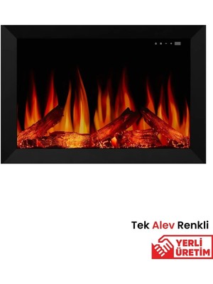 Zaya Magel 80 Metal Çerçeveli Elektrikli Şömine - Isıtıcısız, Tek Renkli (Alev Renkli), Kumandalı