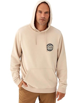 Columbia Button Badge Hoodie Erkek Bej Outdoor Sweatshirt CS0391-278