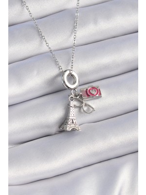 Clariss 316L Çelik Gümüş Renk Eyfel Kule Fotoğraf Makinesi Model Charm Kadın Kolye