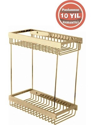 Dizaynaks İkili Şampuanlık Süngerlik Altın Sarı