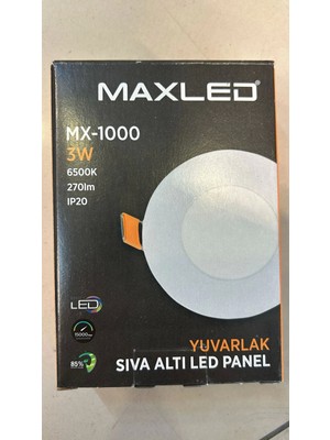 Maxled 3W 6500K Yuvarlak Sıva Altı LED Panel