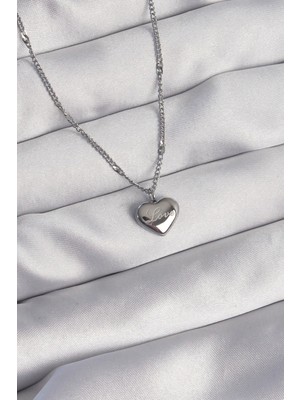 Clariss 316L Çelik Gümüş Renk Kalp Model Love Kolye