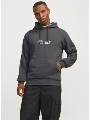 Jack & Jones Kapüşon Yaka Mor Erkek Sweatshırt 12266908_JCOLIMA Logo Sweat Hood Bf