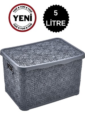 4 Lü Set 20LT-10LT-5LT-2,5LT Çok Amaçlı Dolap Içi Düzenleyici Kapaklı Kutu Dekoratif Saklama Kutusu