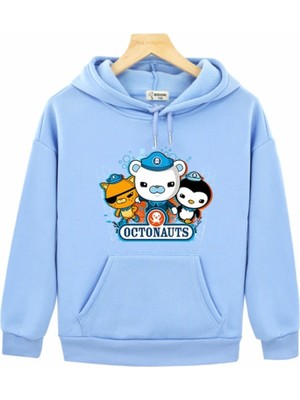 Kids Face Kids Faceözel Tasarım Kapüşonlu Octonauts ve Arkadaşları Baskılı Oversize Erkek Çocuk Sweatshırt