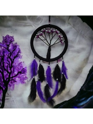 Butik Mor Incili Hayat Ağacı Dream Catcher