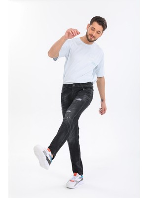 Shoppingdimoda Pamuklu Taşlamalı Slim Denim Erkek Kot Pantolon