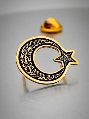 Yörük Tasarım Kelime-I Tevhid Ay Yıldız Yaka Rozeti