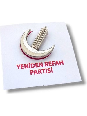 Yörük Tasarım Yeniden Refah Partisi Gümüş Yaka Rozeti Metal Malzeme ile Şık Aksesuar