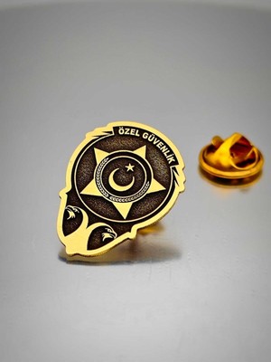 Yörük Tasarım Özel Güvenlik Yaka Rozeti Altın Renkli Metal Çıtçıtlı 2.5x2 cm