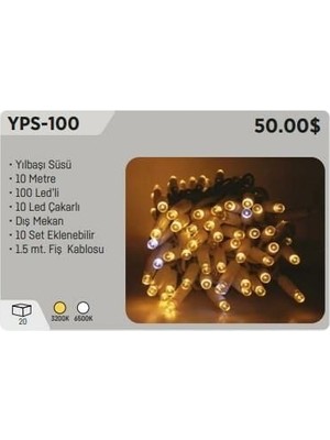 Ycl YPS-100 Rgb Yılbaşı Süsü 10 mt 100 Ledli  220 Volt Eklenebilir Iç Mekan