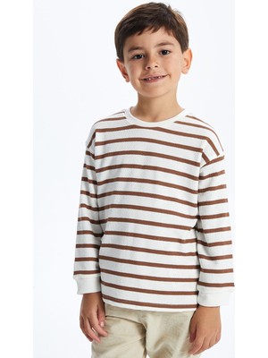 Lcw Kids Bisiklet Yaka Çizgili Erkek Bebek Sweatshirt