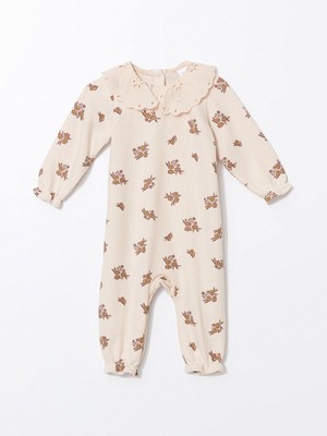 Lcw Baby Bebe Yaka Çiçekli Kız Bebek Tulum