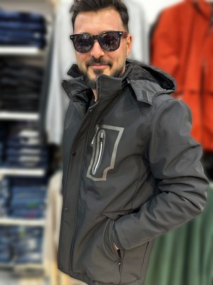 Daniel Milano Erkek Outdoor Su ve Rüzgar Geçirmez Içi Kürk Detaylı Siyah Softshell Kaban&mont