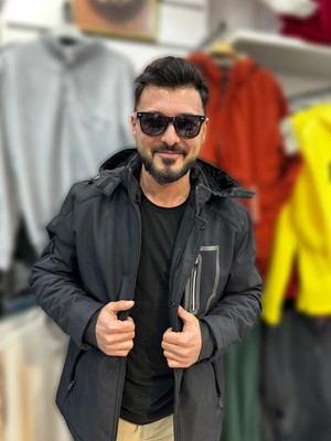 Daniel Milano Erkek Outdoor Su ve Rüzgar Geçirmez Içi Kürk Detaylı Siyah Softshell Kaban&mont