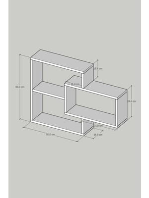 İda Wooden Sage Beyaz 3'lü Modern Duvar Rafı 80CM x 60CM