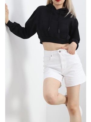 BYR Byrclz Şardonlu Oversize Crop Sweat Siyahrenkli Byrnew