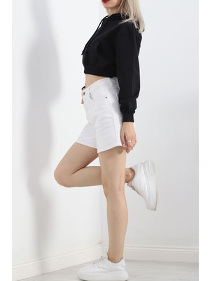 BYR Byrclz Şardonlu Oversize Crop Sweat Siyahrenkli Byrnew