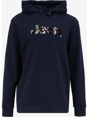 Jeep Kapüşon Yaka Baskılı Lacivert Erkek Sweatshırt C4WM-SWT4243