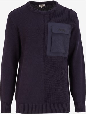 Jeep Bisiklet Yaka Relaxed Düz Lacivert Erkek Kazak J4WM-KZK4299