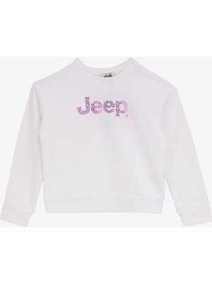 Jeep Baskılı Kız Çocuk Ekru Sweatshırt J4WG-SWT7570