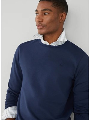Hackett Bisiklet Yaka Lacivert Erkek Sweatshırt HM581165