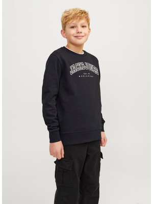 Jack & Jones Baskılı Erkek Çocuk Siyah Sweatshırt 12258967