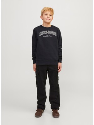 Jack & Jones Baskılı Erkek Çocuk Siyah Sweatshırt 12258967